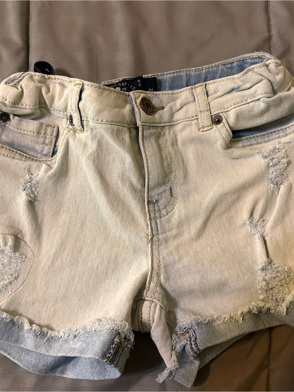 Lucky Brand Cream Distressed Denim Shorts